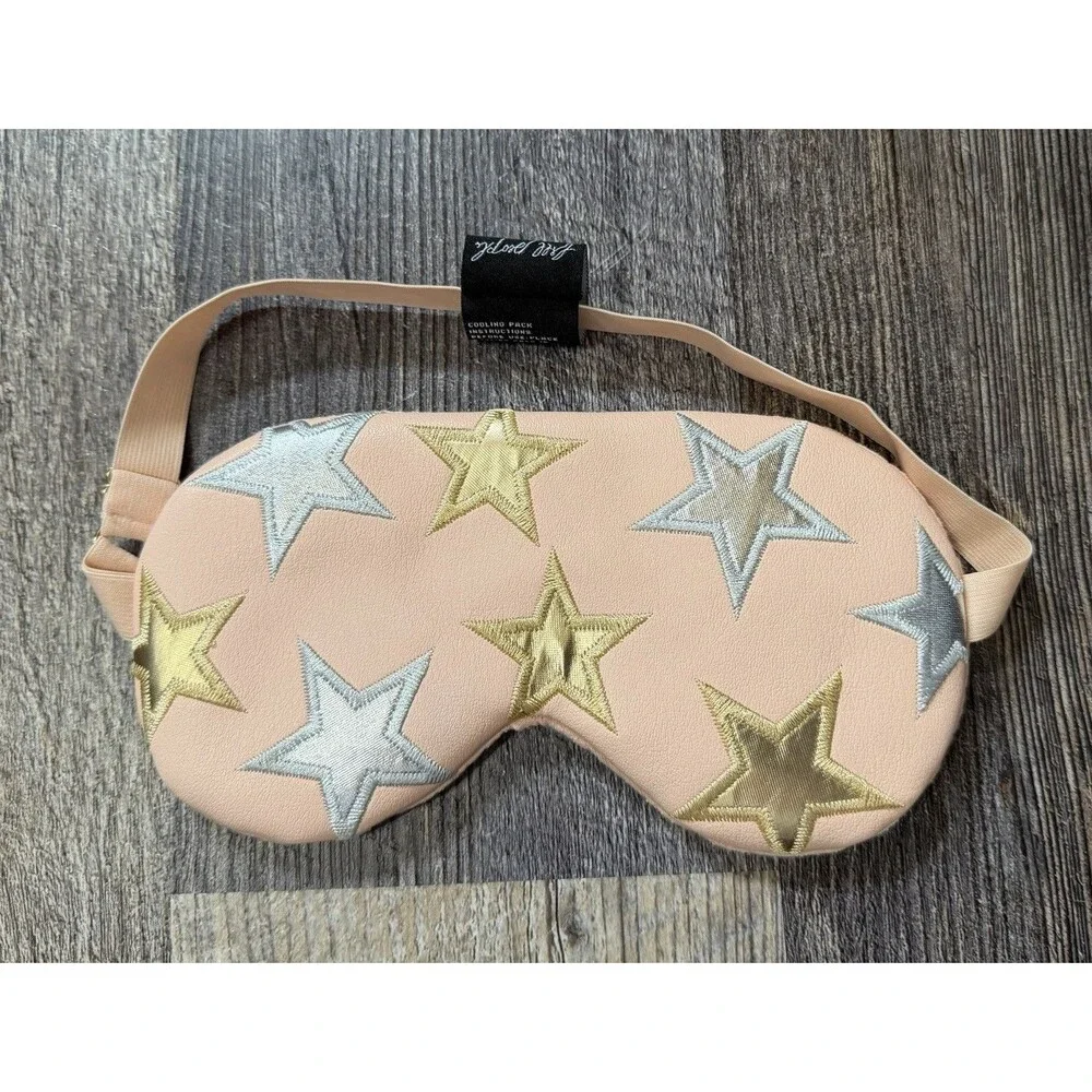 Free People Starry Eyed Leather Sleep Mask Blush Rose Gold Cooling Insert New